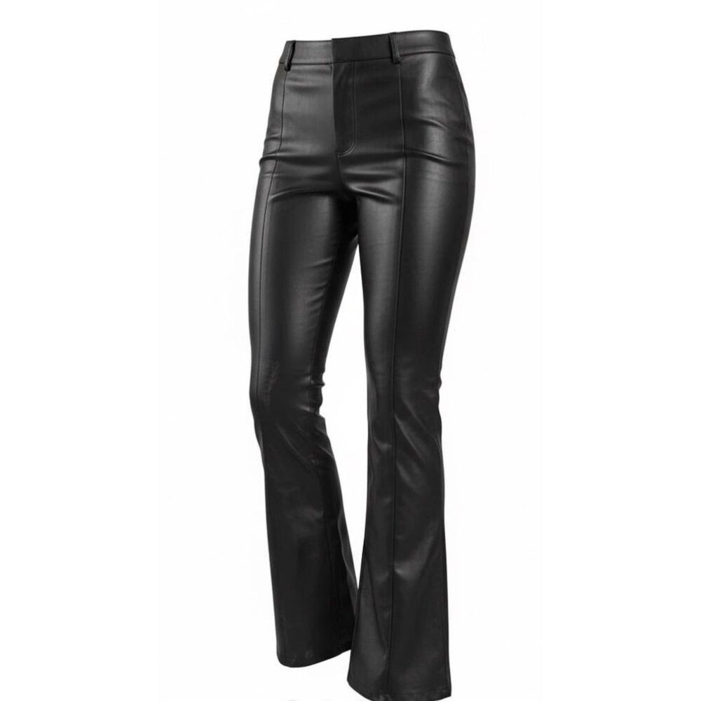 Abercrombie & Fitch NWT Vegan Leather Chic Trendy Split Hem Slim Flare Pants XL
